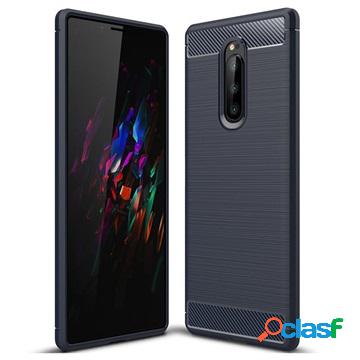 Cover Sony Xperia 1 in TPU spazzolato - blu scuro