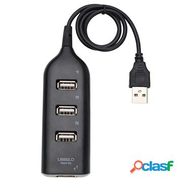 Hub USB 2.0 a 4 porte ad alta velocitÃ - 480Mbps - Nero