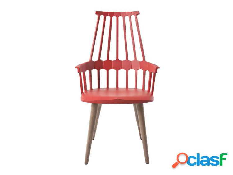 Kartell Comback Sedia - Gambe Legno Rosso