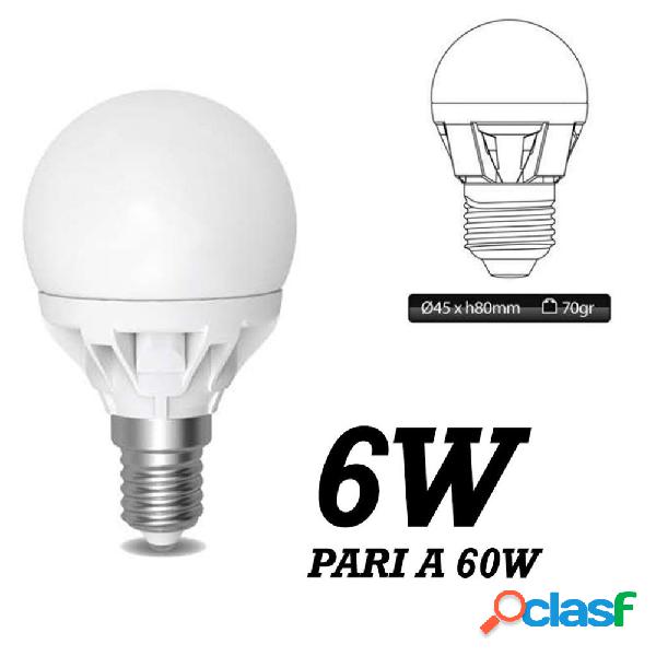 LAMPADA LED 6W WATT E14 490 LUMEN BIANCO CALDO 3000°K SFERA