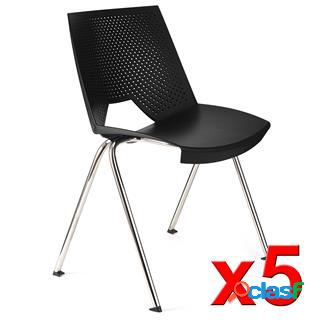 Lotto da 5 sedie per sala dattesa ENZO color nero