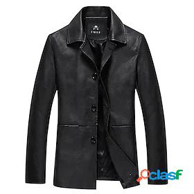 Mens Faux Leather Jacket Regular Normal Coat Black Brown