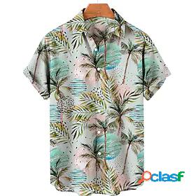Mens Shirt Coconut Tree 3D Print Turndown Street Casual