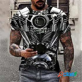 Mens T shirt Tee Machine Motorcycle 3D Print Round Neck
