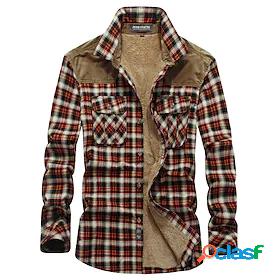 Men's Unisex Shirt Plaid / Check Collar Causal Daily Long