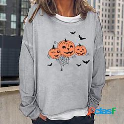 Per donna Felpa Maglione Zucca Pipistrello Stampa Halloween