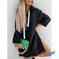 Per donna Felpa con cappuccio pullover Liscio Tasca frontale