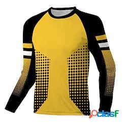 Per uomo Maglia in discesa Manica lunga Nero / giallo A pois