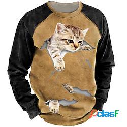 Per uomo Unisex Felpa Maglione Gatto Stampe astratte Collage