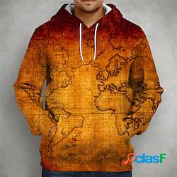 Per uomo Unisex Felpa con cappuccio pullover Mappa Stampe