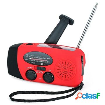 Radio solare portatile a manovella con torcia a LED - rossa