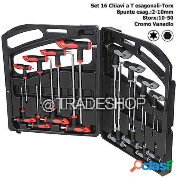 SET KIT 16 PZ CHIAVI CHIAVE A T ESAGONALI E TORX LUNGHE