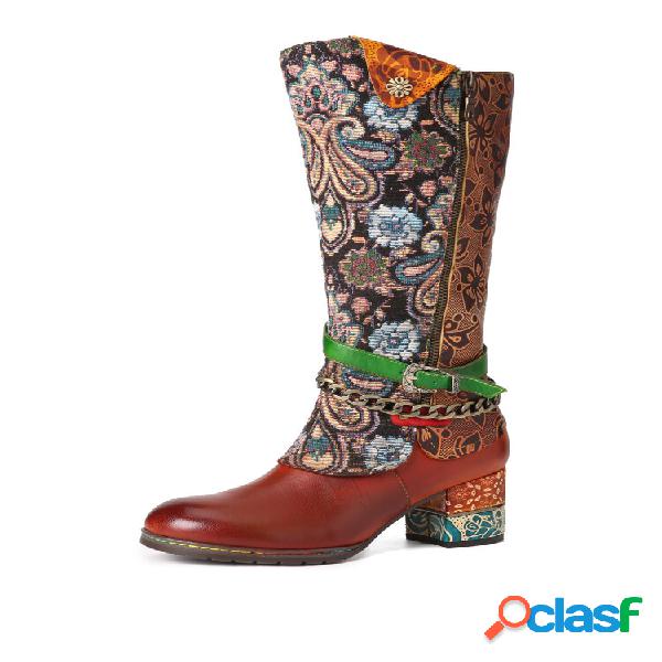 Socofy Casual In Pelle Stampata Con Catena In Metallo