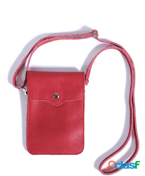 Tracollina Porta Cellulare In Pelle Bordeaux Morbida