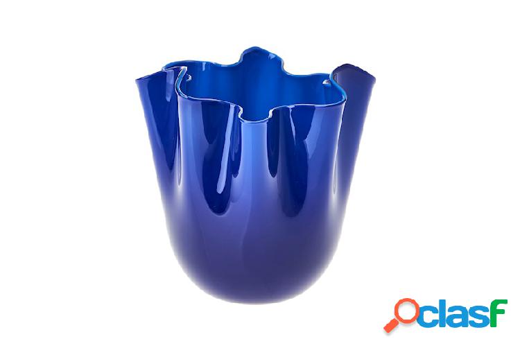 Venini Vaso Fazzoletto vetro di Murano zaffiro azzurro