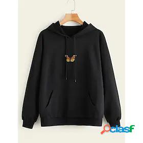 Womens Hoodie Sweatshirt Pullover Embroidery Front Pocket