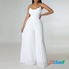 Womens Jumpsuit Solid Color Backless High Waist Elegant