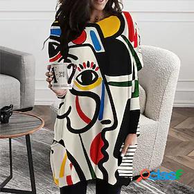 Womens Loose Shift Dress Oversized Print Animals Multi Color