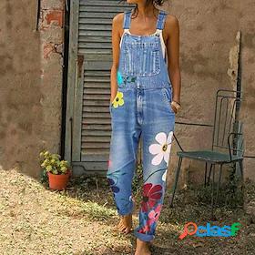 Womens Overall Floral Pocket Print Casual Daily Going out