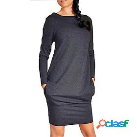 Women's Short Mini Dress Shift Dress Light Grey Black Dark