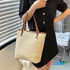 Womens Straw Bag Beach Bag Straw Top Handle Bag Holiday
