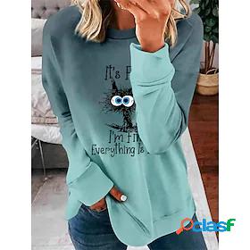 Women's Sweatshirt Patchwork Print Sportswear Casual Blue