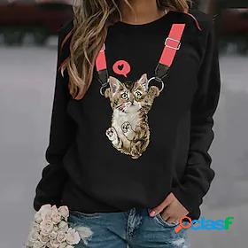 Womens Sweatshirt Pullover 3D Print Active Streetwear Green