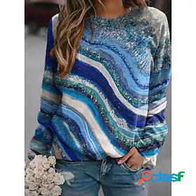 Womens Sweatshirt Pullover Print Active Streetwear Green