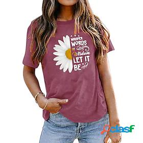 Womens T shirt Tee Basic Print Basic Flower / Floral T-shirt