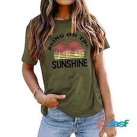 Womens T shirt Tee Basic Print Basic Letter T-shirt Sleeve