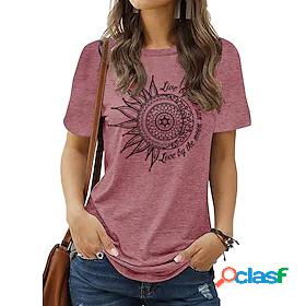 Women's T shirt Tee Basic Print Basic Simple T-shirt Sleeve