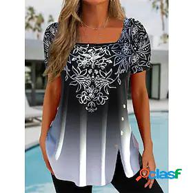 Women's T shirt Tee Floral Casual Weekend Floral Painting