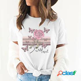 Womens T shirt Tee Graphic Butterfly Rose Daily Going out