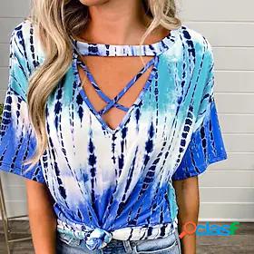 Women's T shirt Tee Tie Dye Casual Weekend Painting Short