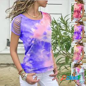 Womens T shirt Tie Dye Daily Tie Dye Spring Regular Green