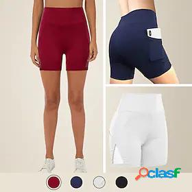 Womens Yoga Shorts Yoga High Waist Shorts White Black