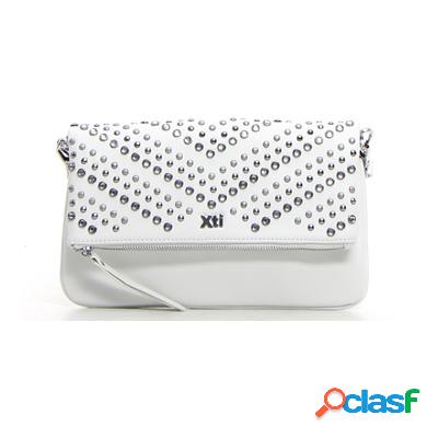XTI Borsetta a tracolla con borchie e strass - bianco