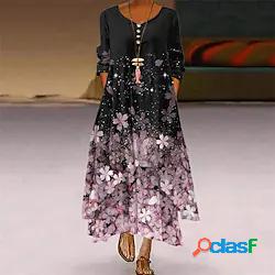 da donna vestito a trapezio maxi vestito lungo arancione