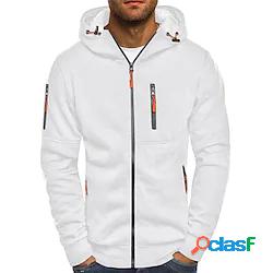 giacca con cappuccio da uomo full zip cerniera tinta unita