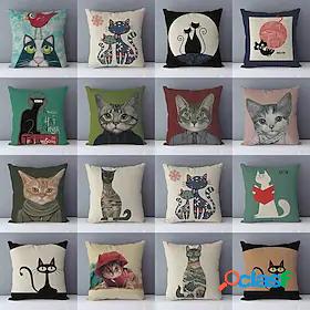 1 pcs Pillow Cover Faux Linen, Boho Animal Zipper