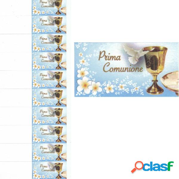 100 BIGLIETTINI BOMBONIERE PRIMA COMUNIONE BAMBINO CALICE