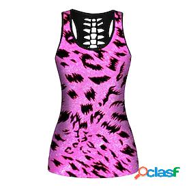 21Grams Women's Yoga Top Leopard Rosy Pink Yoga Gym Workout