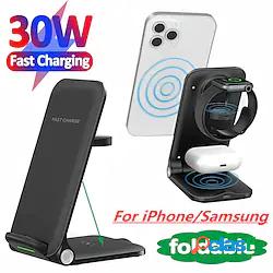 30w supporto per caricabatterie wireless 3 in 1 per iphone