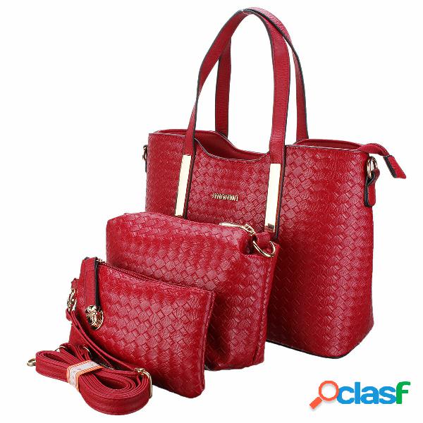3PCS/SET Borsa a tracolla in pelle da donna con tracolla a