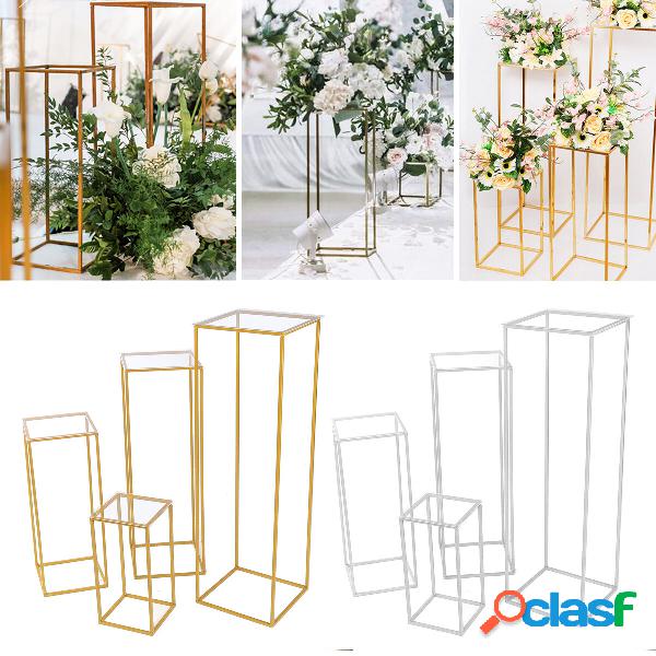 4 pezzi da sposa placcato oro geometrico supporto per fiori