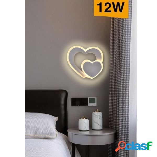 APPLIQUE MURO LED INTERNO MODERNO DOPPIO CUORE 12 W LUCE