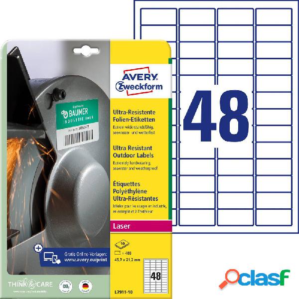 Avery-Zweckform L7911-10 Etichette 45.7 x 21.1 mm Pellicola