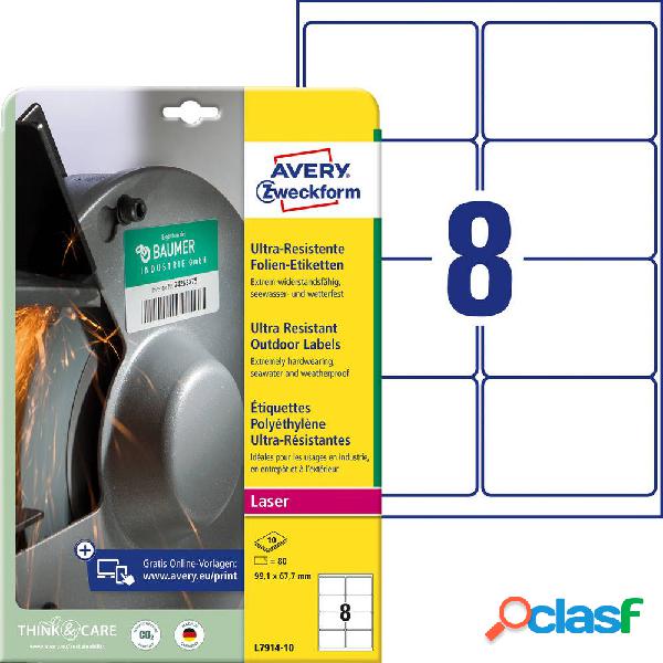 Avery-Zweckform L7914-10 Etichette 99.1 x 67.7 mm Pellicola
