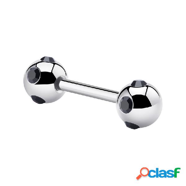 Barbell con palline e brillantino Acciaio chirurgico 316L