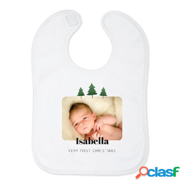 Bavaglino Personalizzato Neonato - Primo Natale - Bianco